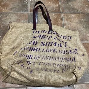 Large Repurposing NOLA tote bag coffee bean burlap bag